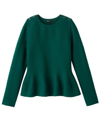 肩ボタンペプラムニットプルオーバー