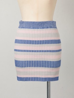 プレーティングリブニットスカート