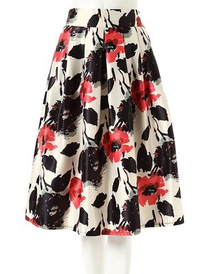 【fifth】レトロビッグフラワーフレアスカート