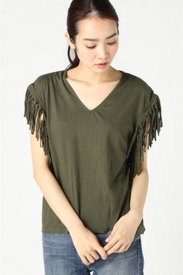 IENA×Naoko Tsuji フリンジスリーブ Vネックプルオーバー