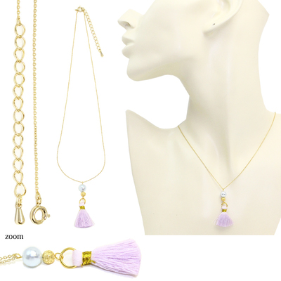 【お世話や】　ネックレス ニッケルフリー パール フリンジ タッセル プチペンダント