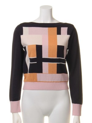 カラーブロックニットプルオーバー