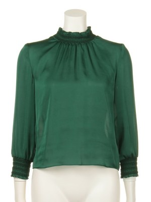 スモッキングサテントップス