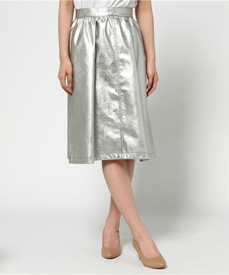 ナチュラルレザー風ミディアム丈スカート