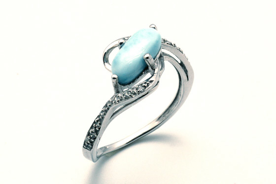 オーバルアームラインシルバーリング(ラリマー)