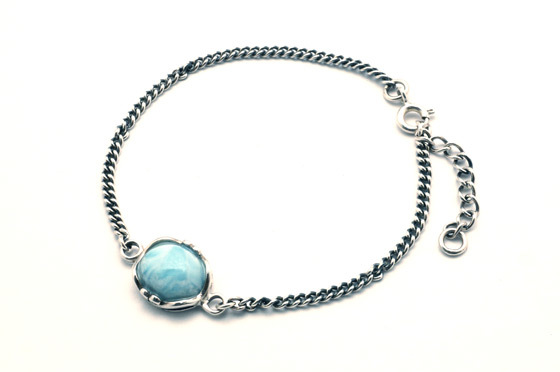 オーバル&チェーンブレスレット(ラリマー)