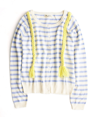 みつあみボーダーニットカーディガン