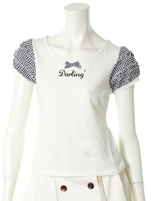 ギンガムパフ袖ロゴＰｔ　Ｔｏｐｓ