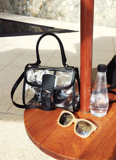 ポーチsetパイピングクリアミニバッグ・全7色・2