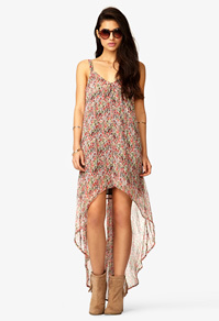 フローラルアシンメトリーワンピース