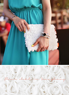 フラワーモチーフシフォンクラッチバッグ・全1色・2