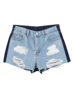 jouetie コントラストデニムショートパンツ