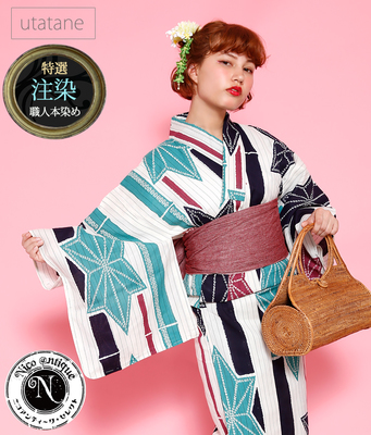 utatane 　麻リネン混・注染（ちゅうせん）　いちごメロンの星