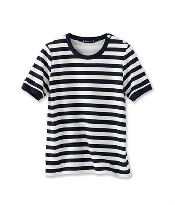 肩ボタンボーダー半袖カットソー