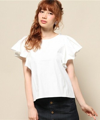 ANAP/アナップ CHILLE シャンブレーフリル袖TOP