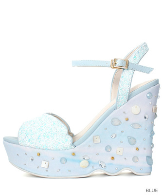 シェルビジューウェッジサンダル