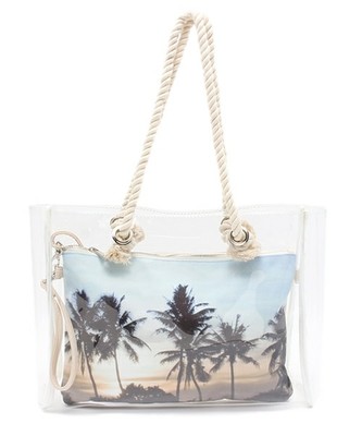 パームツリークラッチ付きビニールトートBAG