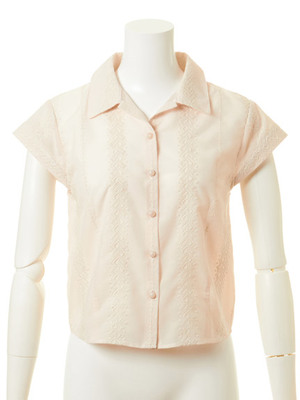 Lily Brown (リリーブラウン)  ストライプ刺繍コットンブラウス