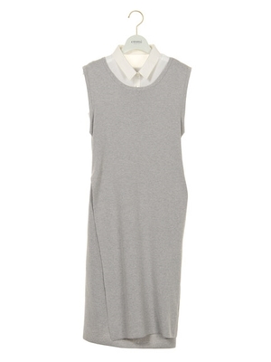 シャツレイヤードワンピース