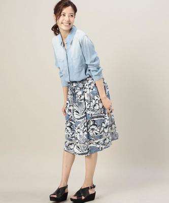 ROSE BUD 【NYLON掲載】【mina掲載】【GISELe掲載】プリントギャザースカート