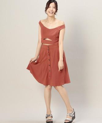 LINE & DOT ボタンフロントサーキュラースカート