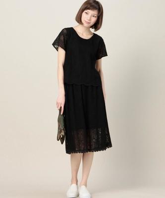 ROSE BUD 【City Living京都掲載】【GISELe掲載】【VERY掲載】レースギャザーミディ丈スカート