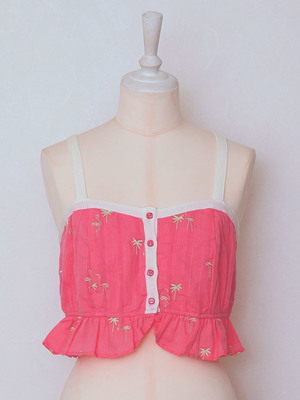 【Rosarymoon】フラミンゴ＆パームビスチェトップ