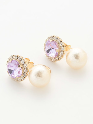 【JUSGLITTY】コットンパールつりビジューピアス