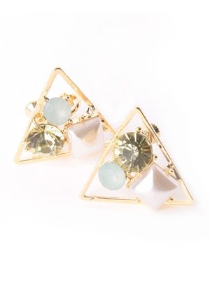 【clear】ビジュー×パール三角イヤリング