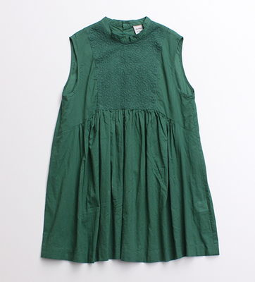 80ローングランマ刺繍 ノースリギャザーチュニック