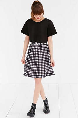 Cooperative Textured Gingham Midi Skirt