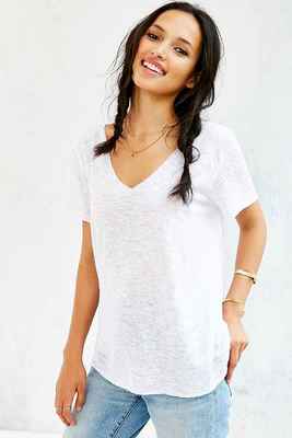 Project Social T Textured-Knit V-Neck Tee