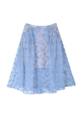 やし柄刺繍オーガンジースカート