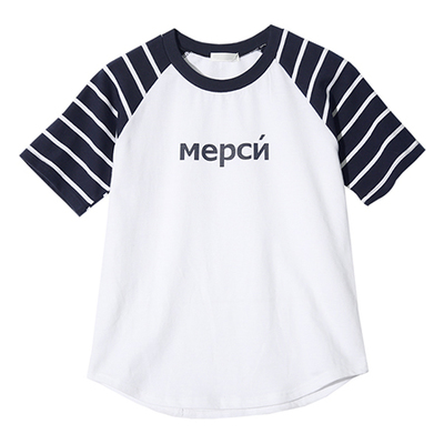 ボーダー切替ラグランTシャツ