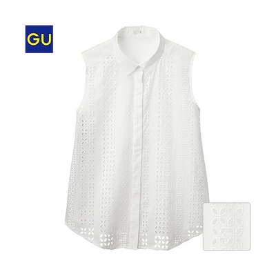 (GU)レースコンビシャツ(ノースリーブ)