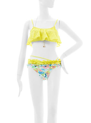 4点セットフラワーレースバンドゥビキニ水着