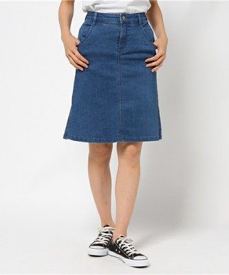 デニム台形膝丈スカート