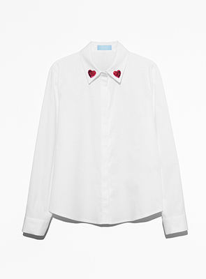 MXM series 7.Ruby shirt ハートストーン刺繍シャツ