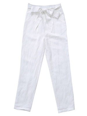 【aimoha】フロントリボンリネンクロップドパンツ