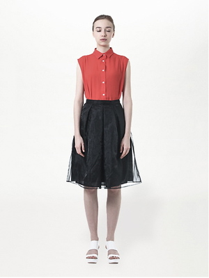 KOE バイカラー半袖ブラウス