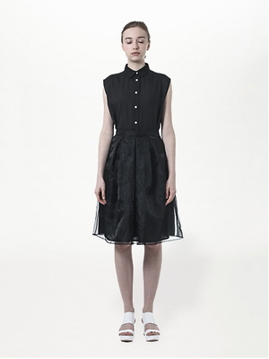 KOE オーガンジーレイヤーミモレ丈スカート