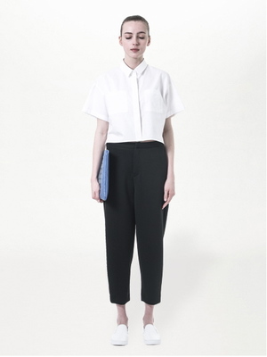 KOE ヘヴィボンディングクロップトテーバードパンツ