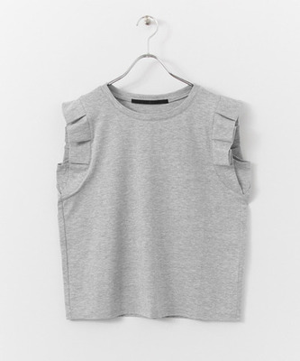 袖タックノースリーブカットソー