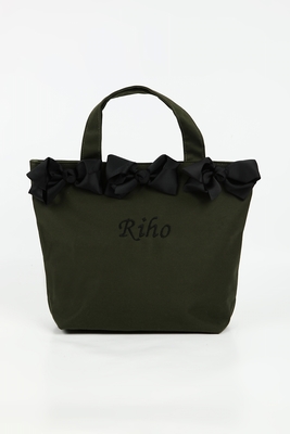 3つリボンバッグ(モスグリーン×ブラック)