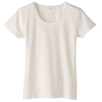 汗じみしにくいUVカットクルーネック半袖Tシャツ 婦人・XS・オフ白