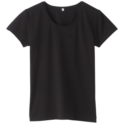 汗じみしにくいUVカットクルーネック半袖Tシャツ 婦人S・黒