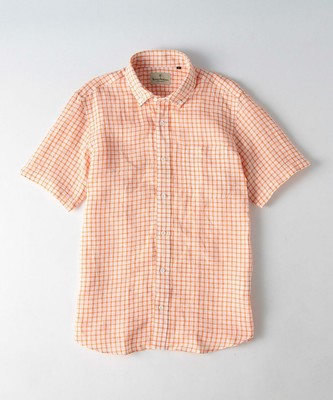 リネン チェック シャツ