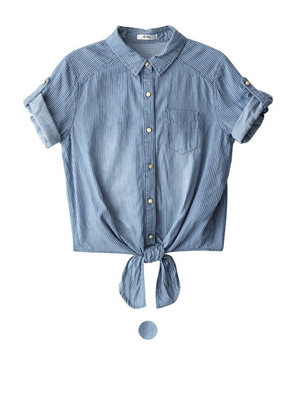 GRL グレイル ヒッコリーデニム前結びシャツ[snk288]