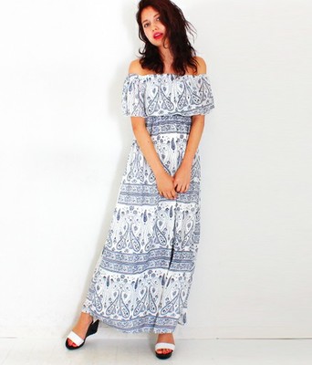 ペイズリー柄オフショルマキシワンピ/ANAP