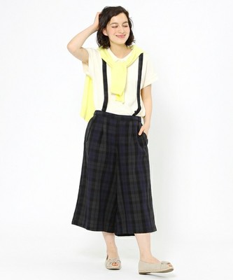 studio CLIP テンセルスラブサスペンダー付きパンツ